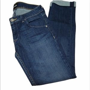 Hudson Jeans Womens 26 Bacara Crop Straight Cuffed Dark Wash Denim